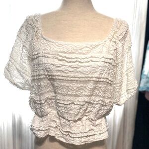 Altar’d State Elegant White Lace Top Large